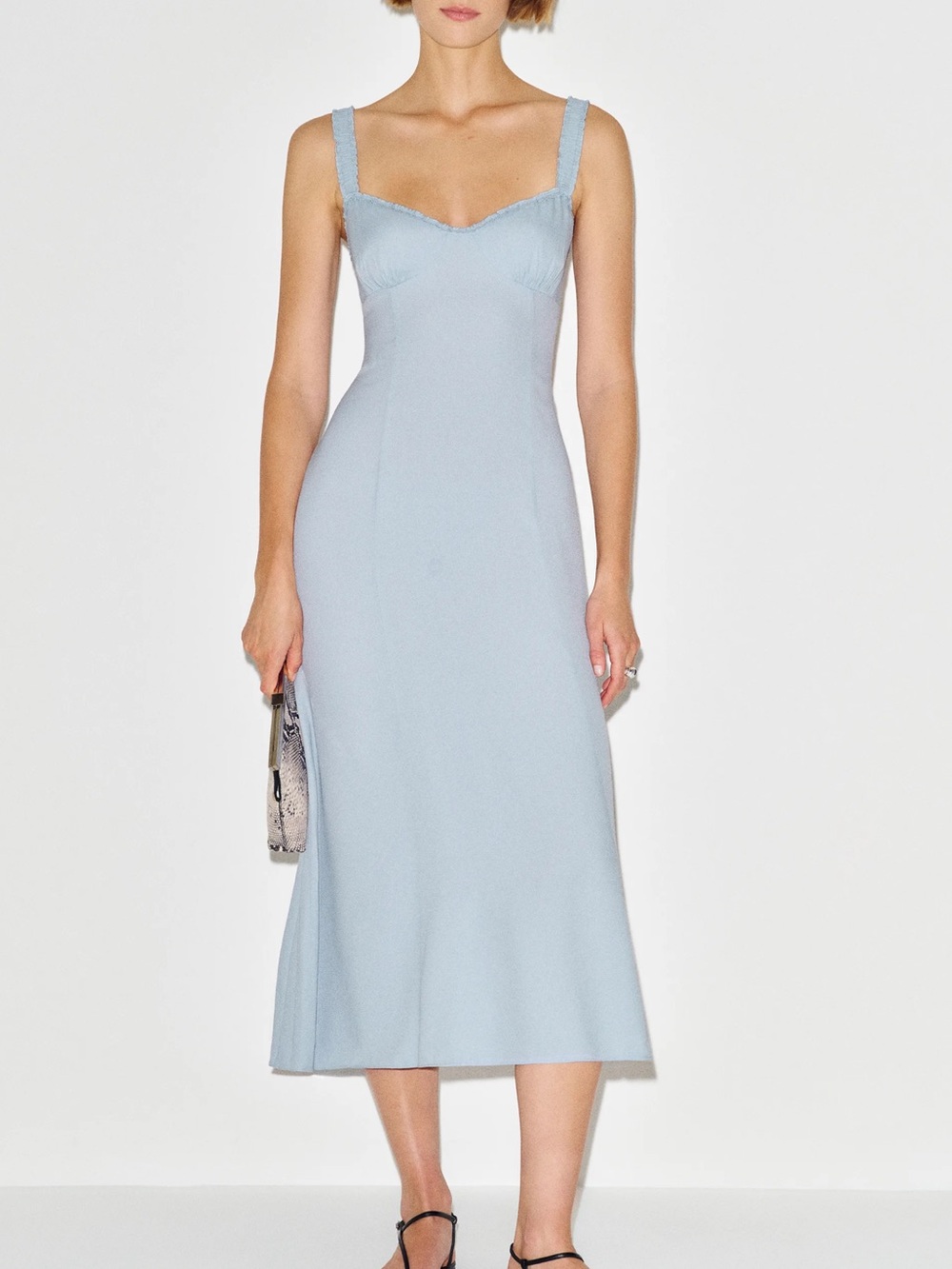 Reformation Tully Light Blue Scoop Neck Dress